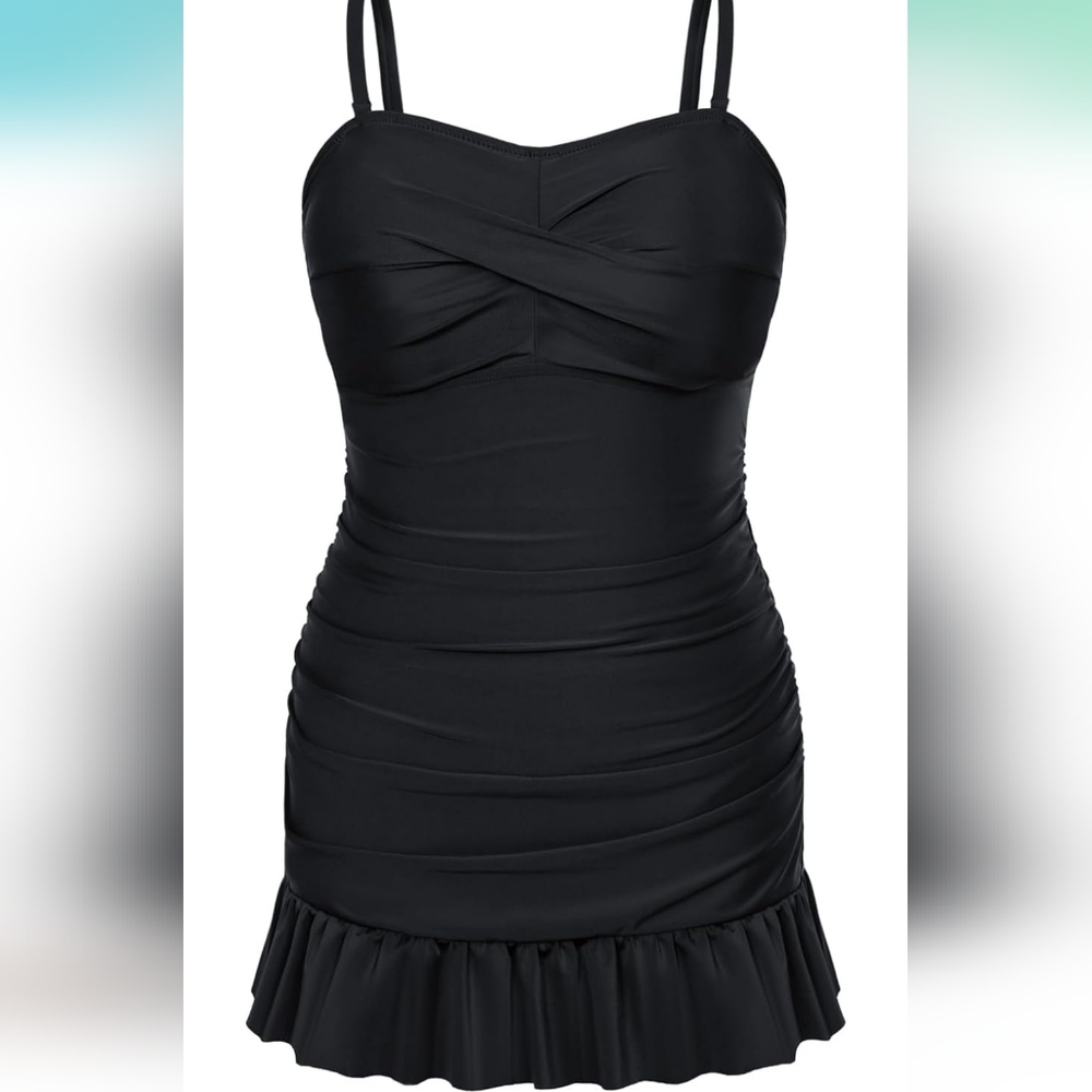 HANNA NIKOLE 2 Piece Ruched Tummy Control Tankini - Picture 3 of 7